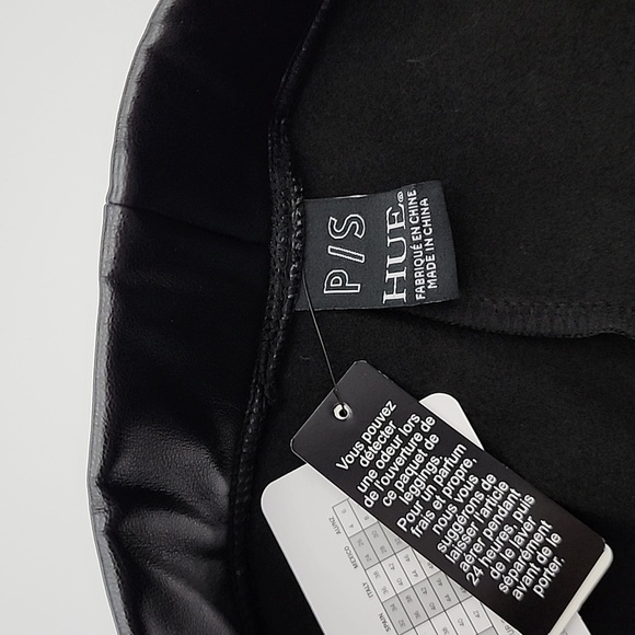 NWT HUE Women Black Faux Leather Pull On Stretch Skinny Pant Elastic Waist Sz XS - Picture 5 of 10